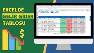 EXCELDE GELİR GİDER TABLOSU YAPIMI  2020  EXCEL 751 [upl. by Lorri]