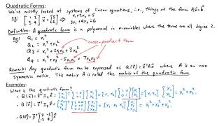 Linear Algebra  Quadratic Forms [upl. by Medovich]