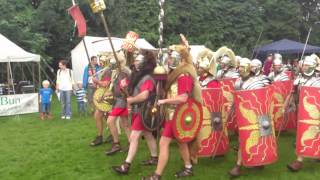 Roman Reenactment at the Amphitheatre in Caerleon Marching In [upl. by Tebazile164]