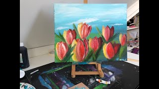 Acrylverf voor beginners  Tulpen  acrylic painting for beginners  Tulips [upl. by Layney]